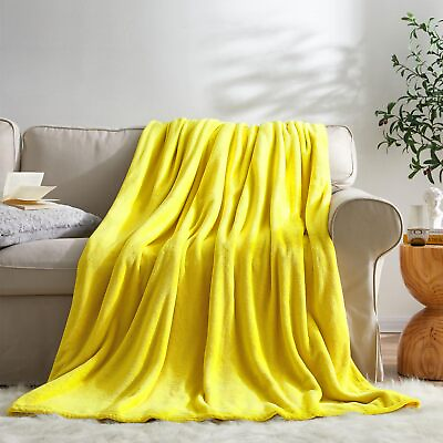#ad KMUSET Yellow Fleece Throw Blanket Lightweight Blanket Luxury $14.65