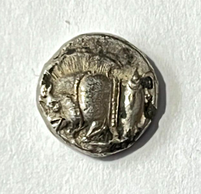 #ad Ancient Greek Silvered Fraction Coin Asia Minor 300 BC. Boar w Fish and Lion $33.99