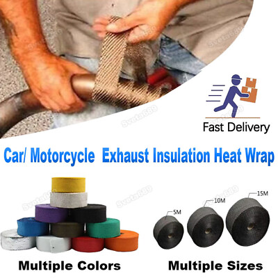 #ad Fiberglass Muffler Exhaust Pipe Insulation Heat Thermal Wrap Roll Motorcycle $11.86