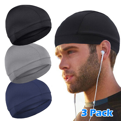 #ad #ad 3x Helmet Liner Skull Cap Beanie Sweat Wicking Cycling Sport Quick dry Hat Wrap $10.49