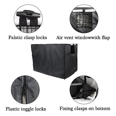 #ad Dog Cage Cover Washable Protection Double Door Dog Crate Cover Black $15.78