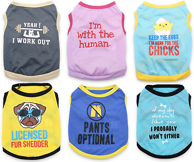 #ad 6 Packs Puppy Clothes Boy Dog Shirts XS Dog Clothes for Small Dogs Boys T Shi... $25.99