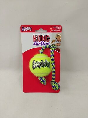 #ad KONG Squeakair Tennis Ball with Rope Dog Toy Medium Yellow $16.99