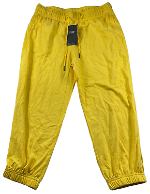 #ad Ideology Capri Pants Womens size XS Yellow Pull on Tapered Leg 2 Pockets New $15.69