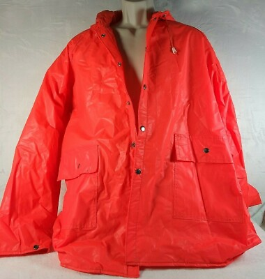 #ad American Clipper Rain Jacket Mens Extra Large PVC Hooded 100% Waterproof Button $22.99