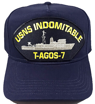 #ad USNS INDOMITABLE T AGOS 7 SHIP HAT NAVY BLUE Veteran Owned Business $25.28