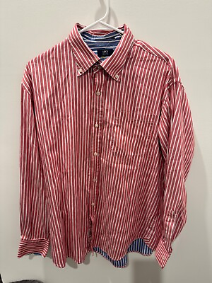 #ad david chu lincs orange and blue striped button up businesswear $9.99