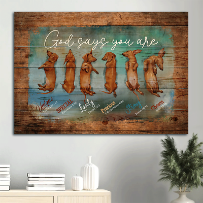 #ad Jesus Poster Sleeping Dachshund God says you are Gift for Christian Dog lo... $19.50