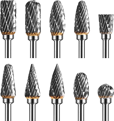#ad Tungsten Carbide Rotary Burr Set with 1 8quot; Shank Double Cut Carving Bits for R $22.99