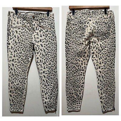 #ad CURRENT ELLIOTT The Soho Zip Stiletto Stone Leopard Jeans Womens Size 30 $35.00