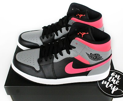 #ad Nike Air Jordan 1 Retro Mid Shadow Grey Hot Punch Pink Black UK 5 7 8 US New GBP 199.95