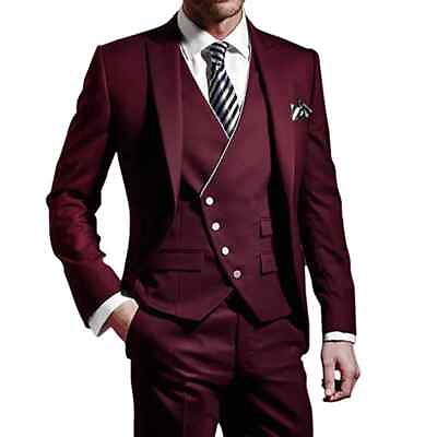 #ad Men#x27;s Wedding Groom Dress Flip Collar Wedding Tailcoat 3pcs jacketvestpants $145.65
