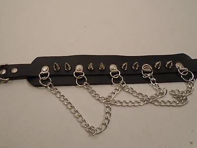 #ad Dog Collar Metal Spikes Studded Riveted Adjustable buckled Black 17quot;L x2 quot; Wide $18.00
