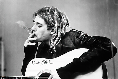 #ad Kurt Cobain Nirvana Bamp;W Music Poster Smoking Signature Size: 36quot; X 24quot; $12.99