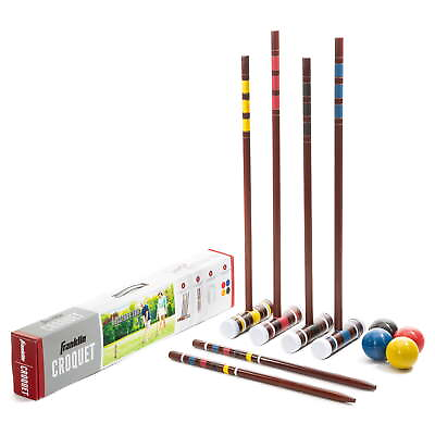 #ad Croquet Set Includes 4 Croquet Wood Mallets 4 All Weather BallsUS $30.89