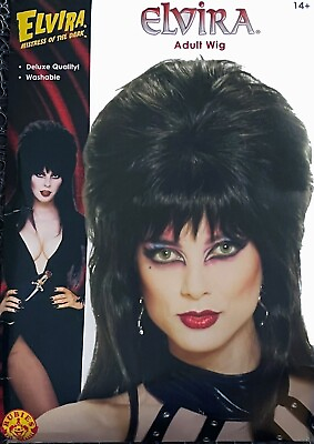 #ad Elvira Mistress of the Dark Long Black Costume Wig NEW $22.00