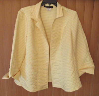 #ad Harve Bernard Open Quilted Jacket with Flip Cuff Sleeves Yellow Size 20 $16.00