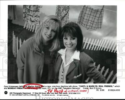 #ad 1996 Press Photo Caryl Kristensen amp; Marilyn Kentz host quot;Real Friendsquot; Talk Show $16.99
