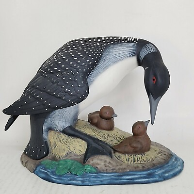 #ad Ceramic Mother Loon With 2 Goslings 6quot;H X 8quot;W Handmade $33.30