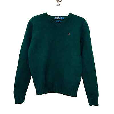 #ad Polo by Ralph Lauren 100% Lambs Wool Italian Yarn Hunter Green Sweater Mens M $26.95