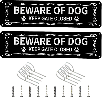 #ad 2 Pack Beware of Dog Sign Beware of Dog Signs for Fence ReflectiveFade Resistan $17.27