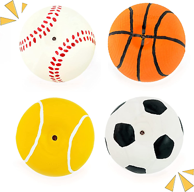#ad 4 Pack 2.4quot; Squeak Latex Puppy Dog Toy Ball Sports Balls Sets Fetch Interactive $20.19