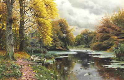 #ad Autumn river landscape Oil painting Giclee Art Printed on canvas L2533 $9.99
