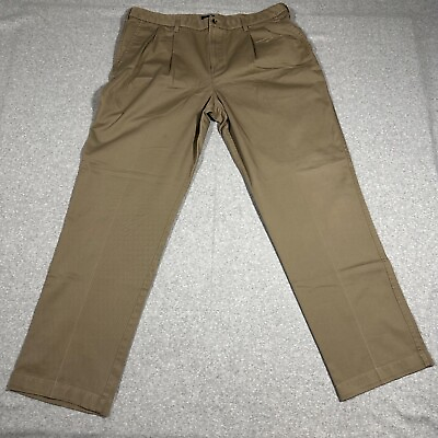 #ad Van Heusen Mens Regular Size 40x32 Beige Pleated Front Straight Leg Dress Pants $6.29