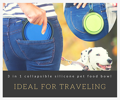 #ad Collapsible Pet Bowl Set of 3 Travel Dog Bowls BPA Free Food Grade Silicone for $6.00
