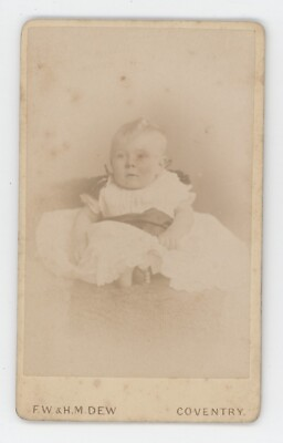 #ad Antique CDV Circa 1870s Adorable Baby in White Dress Dew Coventry England UK $9.99