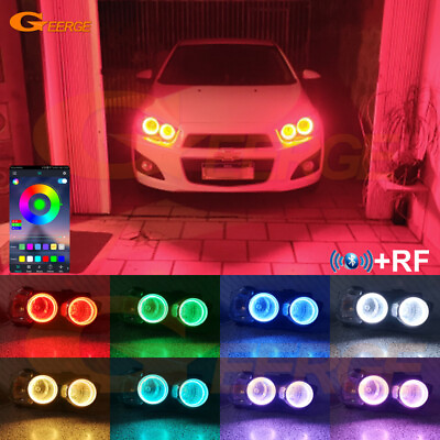 #ad For Chevrolet AVEO Sonic T300 Multi Color RGB LED Angel Eyes Kit Bluetooth APP $49.03