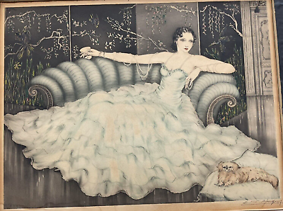 #ad Antique Art Nouveau 1880 1920#x27;sWomen Reclining Original Lithograph Framed Signed $379.00