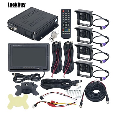 #ad 4CH Mobile Car DVR Recorder amp; 4 IR Night Version Camera amp; Cables amp; Screen Kit $189.44
