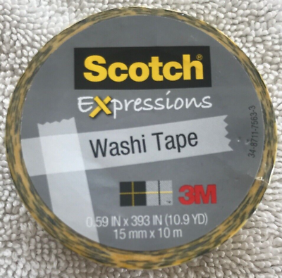 #ad 3M Scotch Expressions Decorative Washi Tape .59IN x 393IN 10.9YD Yellow SHIP24H $4.98