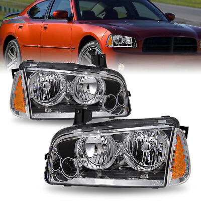 #ad For 2006 2010 Dodge Charger Headlight With Corner Signal Parking Chrome headlamp $84.99