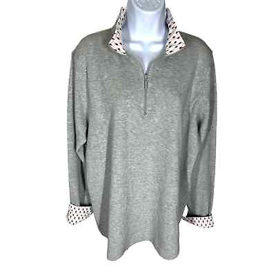 #ad Orvis Gray Half Zip Pullover Contrast Interior Sweater Women#x27;s Size XXL $28.20