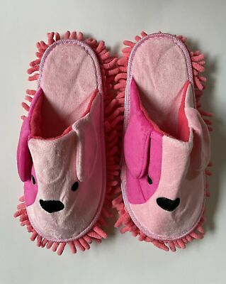 Pink Dog Removable Mop Closed Toe Slipper 100% Polyester NEW $11.95