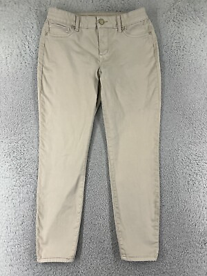 #ad Maurices Pants Womens Medium Short Beige Cotton Blend Twill Zip Fly Workwear $13.19