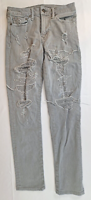 #ad Mens American Eagle Airflex Plus Gray Distressed Jeans 28x30 Actual 28x28 $13.99
