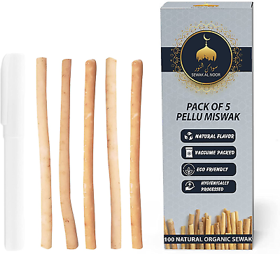 #ad 5pk Miswak Sticks for Teeth Natural Toothbrush with Holder Vacuum Sealed $10.99