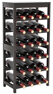 #ad 24 Bottle Wine Rack Freestanding Floor 6 Tier Bamboo Wine Display Rack Stora... $65.29