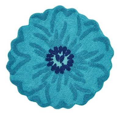 #ad Pioneer Woman CHARMING FLOWER 26quot; Round TEAL Cotton Bath Rug Throw Rug $28.00