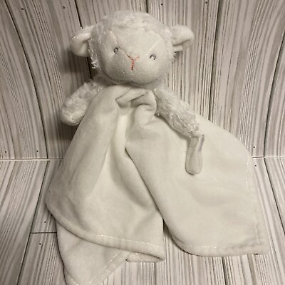 #ad Carters White Sheep Lamb Lovey Security Blanket Pacifier Holder Plush 2016 F $9.99