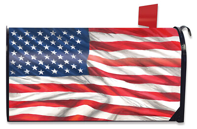 #ad American Flag Waving Patriotic Magnetic Mailbox Cover Standard Briarwood Lane $17.97
