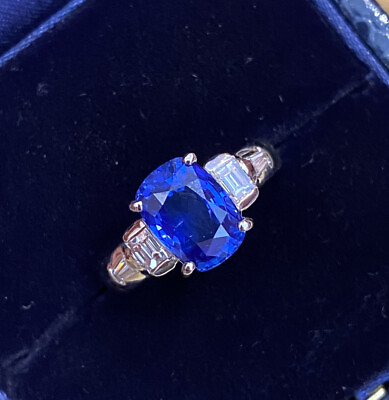 #ad GIA Natural No Heat Oval Sapphire 3.23 ct in Platinum Diamond Ring HM2369ZI $11600.00