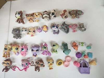 #ad Littlest Pet Shop Hasbro lot of 40 pieces 29 pets 11 accessories cats dogs etc $77.77