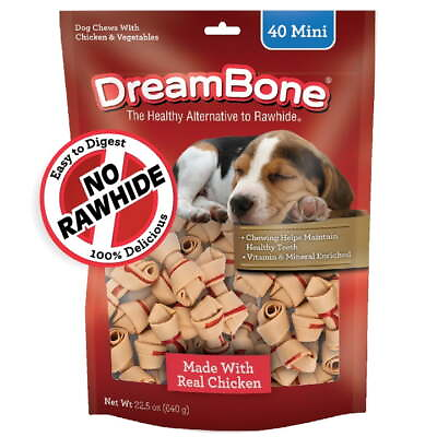 #ad #ad Chicken Flavored Rawhide Free Chews for Dogs Mini Bones 40 Count 22.5 oz. $21.58