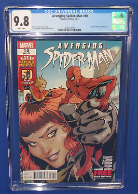 #ad Avenging Spider Man #10 Comic Book CGC 9.8 Early Captain Marvel NM 2012 Marvel $74.79