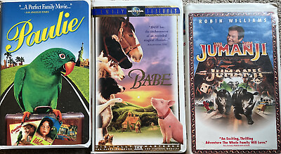 #ad Family VHS Movie Lot Of 3 Paulie Babe Jumanji $16.99