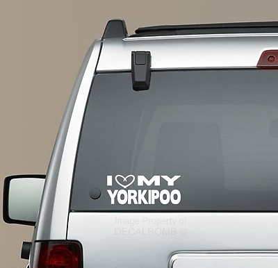 #ad I Heart my Yorkipoo decal sticker puppy treat Yorkshire Terrier Poodle mix $3.99